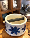 Boîte à marc de café knock box fleurs bleues