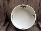 service or cooking bowl with a birch design and deer for the chalet.Baking dish.