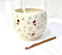 knitting bowl, Yarn Holder, perfect knitting gift with a hand painted design with chickens