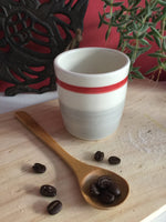 Espresso cup grey and red , handmade ceramic