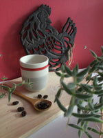 Espresso cup grey and red , handmade ceramic
