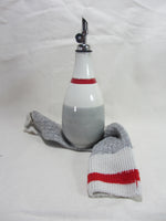 The Oil  or Vinegar Bottle grey and red sock