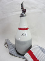 The Oil  or Vinegar Bottle grey and red sock