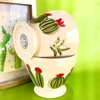 two Coffe bowls with a nice hand painted cactus and succulent design.
