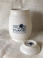 Compost Jar. Zero waste lifestyle. White container, Hand Thrown , made of porcelain