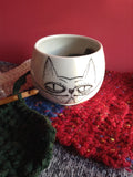 Yarn bowl with a grumpy cat - Knitting Bowl With Holes for knitting needles - Crochet Yarn Holder Bowl