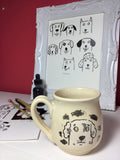 Le mug du chien sale,Funny dog mug with two different illustrated dogs.  made of hand-thrown porcelain clay