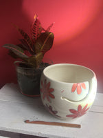 knitting bowl, Yarn Holder, perfect knitting gift, red flowers pattern