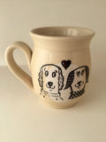 Valentine mug Puppy love " made of hand-turned porcelain clay with a dog design an inscription "Puppy love" left or right handed