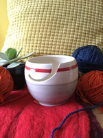 Small crochet or yarn bowl for crochet or knitting with grey socks inspiration