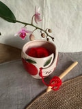 Small crochet or yarn bowl for crochet or knitting with an Apple pattern