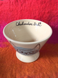 Chalvador Dali Café au lait bowl with a grumpy cat. (Blue)